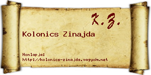 Kolonics Zinajda névjegykártya